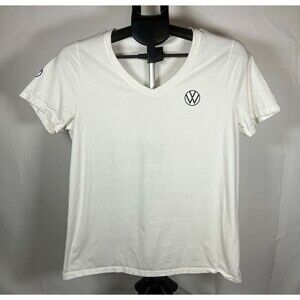 Volkswagen White V-Neck Cotton T-Shirt Special Promotion Hanes Size Medium
